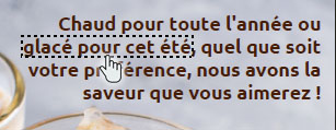 Un pointeur de souris sur un texte natural lié