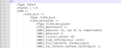 Métadonnées PDF/VT-3 injectées par un moteur de composition XMPie