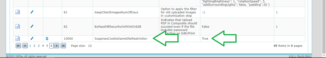 Paramétrage de la clé SuppressCookieSameSiteRestriction dans XMPie uStore Admin