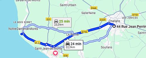 Trajet entre west-digital.fr et la plage de Pont d'Yeu à Notre-Dame-de-Monts