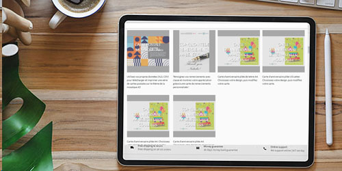 Des produits dans l'application d'impression en ligne XMPie StoreFlow