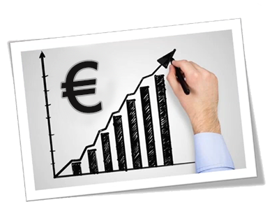 Euro sur une courbe croissante